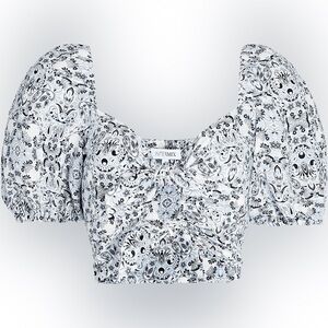 Intermix Janella Two Tie Crop Top Floral Paisley Knot Cut Out Linen Sz 00